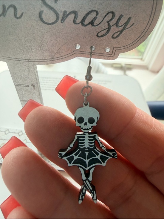 Hand Crafted Jewelry - NEW 💀Handcrafted engraved Skullarina Dancing Earrings